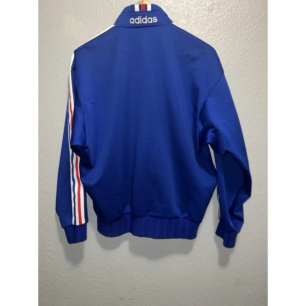 Adidas Track Jacket Men's Large White And Blue Y2K Hip Hop Preppy 90's 80's